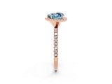 Rose gold Heart Cut Cut Diamond Floral Halo Engagement Ring with Pavé Band and Prong Setting_2
