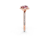 Rose gold Heart Cut Cut Diamond Floral Halo Engagement Ring with Pavé Band and Prong Setting_2