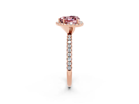 Rose gold Heart Cut Cut Diamond Floral Halo Engagement Ring with Pavé Band and Prong Setting_2