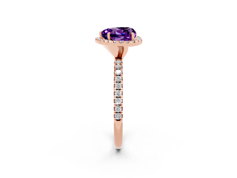 Rose gold Heart Cut Cut Diamond Floral Halo Engagement Ring with Pavé Band and Prong Setting_2