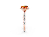 Rose gold Heart Cut Cut Diamond Floral Halo Engagement Ring with Pavé Band and Prong Setting_2