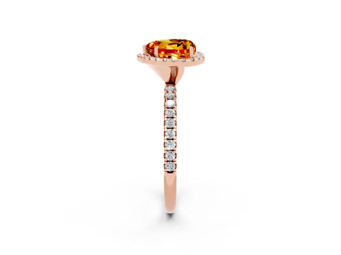 Rose gold Heart Cut Cut Diamond Floral Halo Engagement Ring with Pavé Band and Prong Setting_2