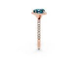 Rose gold Heart Cut Cut Diamond Floral Halo Engagement Ring with Pavé Band and Prong Setting_2