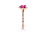 Rose gold Heart Cut Cut Diamond Floral Halo Engagement Ring with Pavé Band and Prong Setting_2