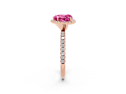 Rose gold Heart Cut Cut Diamond Floral Halo Engagement Ring with Pavé Band and Prong Setting_2