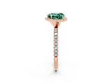 Rose gold Heart Cut Cut Diamond Floral Halo Engagement Ring with Pavé Band and Prong Setting_2