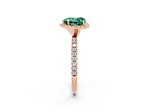 Rose gold Heart Cut Cut Diamond Floral Halo Engagement Ring with Pavé Band and Prong Setting_2