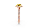 Rose gold Heart Cut Cut Diamond Floral Halo Engagement Ring with Pavé Band and Prong Setting_2