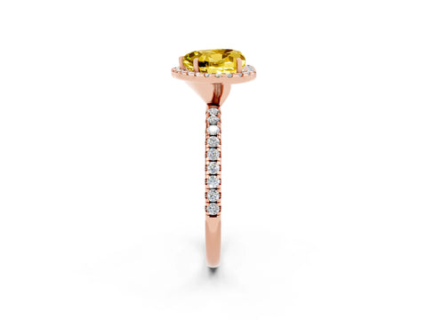 Rose gold Heart Cut Cut Diamond Floral Halo Engagement Ring with Pavé Band and Prong Setting_2