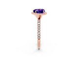Rose gold Heart Cut Cut Diamond Floral Halo Engagement Ring with Pavé Band and Prong Setting_2