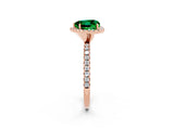 Rose gold Heart Cut Cut Diamond Floral Halo Engagement Ring with Pavé Band and Prong Setting_2