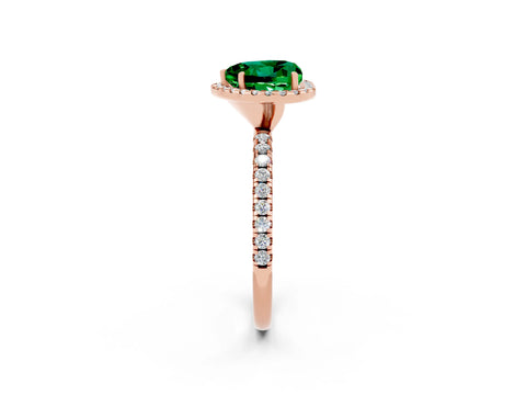 Rose gold Heart Cut Cut Diamond Floral Halo Engagement Ring with Pavé Band and Prong Setting_2