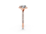 Rose gold Heart Cut Cut Diamond Floral Halo Engagement Ring with Pavé Band and Prong Setting_2