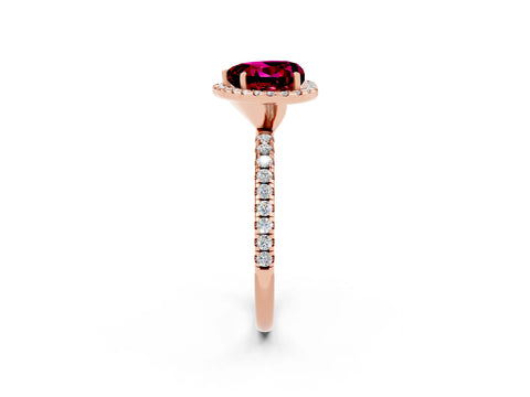 Rose gold Heart Cut Cut Diamond Floral Halo Engagement Ring with Pavé Band and Prong Setting_2