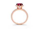 Rose gold Heart Cut Cut Diamond Floral Halo Engagement Ring with Pavé Band and Prong Setting_3