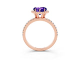 Rose gold Heart Cut Cut Diamond Floral Halo Engagement Ring with Pavé Band and Prong Setting_3