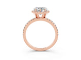 Rose gold Heart Cut Cut Diamond Floral Halo Engagement Ring with Pavé Band and Prong Setting_3
