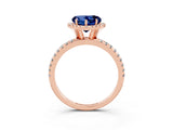 Rose gold Heart Cut Cut Diamond Floral Halo Engagement Ring with Pavé Band and Prong Setting_3