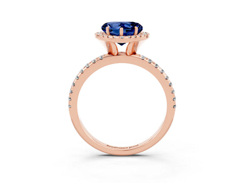 Rose gold Heart Cut Cut Diamond Floral Halo Engagement Ring with Pavé Band and Prong Setting_3