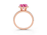 Rose gold Heart Cut Cut Diamond Floral Halo Engagement Ring with Pavé Band and Prong Setting_3