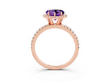 Rose gold Heart Cut Cut Diamond Floral Halo Engagement Ring with Pavé Band and Prong Setting_3