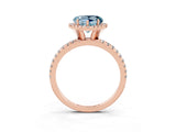 Rose gold Heart Cut Cut Diamond Floral Halo Engagement Ring with Pavé Band and Prong Setting_3
