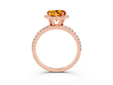 Rose gold Heart Cut Cut Diamond Floral Halo Engagement Ring with Pavé Band and Prong Setting_3