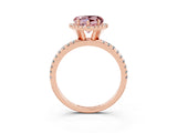 Rose gold Heart Cut Cut Diamond Floral Halo Engagement Ring with Pavé Band and Prong Setting_3