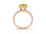 Rose gold Heart Cut Cut Diamond Floral Halo Engagement Ring with Pavé Band and Prong Setting_3