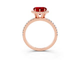 Rose gold Heart Cut Cut Diamond Floral Halo Engagement Ring with Pavé Band and Prong Setting_3