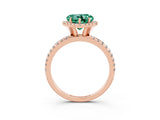 Rose gold Heart Cut Cut Diamond Floral Halo Engagement Ring with Pavé Band and Prong Setting_3
