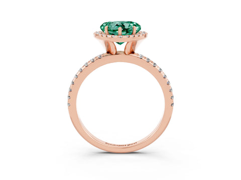 Rose gold Heart Cut Cut Diamond Floral Halo Engagement Ring with Pavé Band and Prong Setting_3
