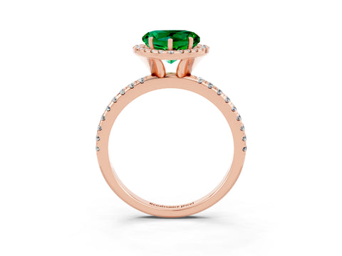 Rose gold Heart Cut Cut Diamond Floral Halo Engagement Ring with Pavé Band and Prong Setting_3
