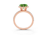 Rose gold Heart Cut Cut Diamond Floral Halo Engagement Ring with Pavé Band and Prong Setting_3