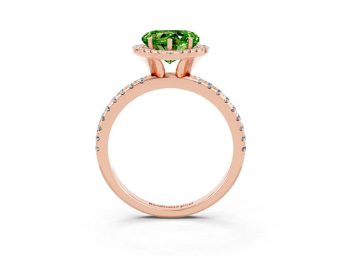 Rose gold Heart Cut Cut Diamond Floral Halo Engagement Ring with Pavé Band and Prong Setting_3