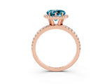Rose gold Heart Cut Cut Diamond Floral Halo Engagement Ring with Pavé Band and Prong Setting_3