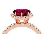 Rose gold Heart Cut Cut Diamond Floral Halo Engagement Ring with Pavé Band and Prong Setting_4