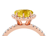 Rose gold Heart Cut Cut Diamond Floral Halo Engagement Ring with Pavé Band and Prong Setting_4