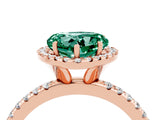 Rose gold Heart Cut Cut Diamond Floral Halo Engagement Ring with Pavé Band and Prong Setting_4