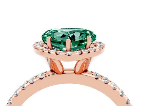 Rose gold Heart Cut Cut Diamond Floral Halo Engagement Ring with Pavé Band and Prong Setting_4