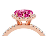 Rose gold Heart Cut Cut Diamond Floral Halo Engagement Ring with Pavé Band and Prong Setting_4