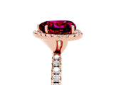 Rose gold Heart Cut Cut Diamond Floral Halo Engagement Ring with Pavé Band and Prong Setting_5