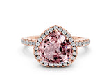 Rose gold Heart Cut Cut Diamond Floral Halo Engagement Ring with Pavé Band and Prong Setting
