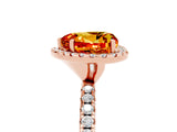 Rose gold Heart Cut Cut Diamond Floral Halo Engagement Ring with Pavé Band and Prong Setting_5