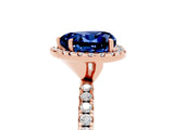 Rose gold Heart Cut Cut Diamond Floral Halo Engagement Ring with Pavé Band and Prong Setting_5