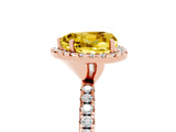 Rose gold Heart Cut Cut Diamond Floral Halo Engagement Ring with Pavé Band and Prong Setting_5
