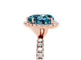Rose gold Heart Cut Cut Diamond Floral Halo Engagement Ring with Pavé Band and Prong Setting_5