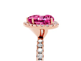 Rose gold Heart Cut Cut Diamond Floral Halo Engagement Ring with Pavé Band and Prong Setting_5