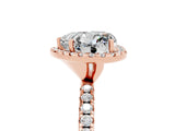 Rose gold Heart Cut Cut Diamond Floral Halo Engagement Ring with Pavé Band and Prong Setting_5