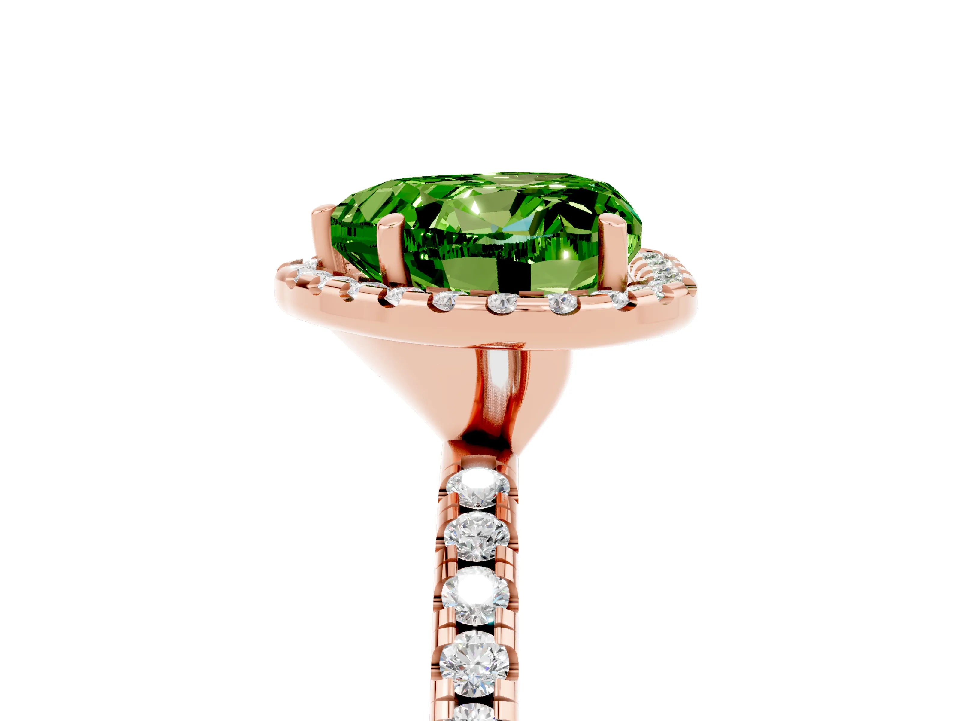 Rose gold Heart Cut Cut Diamond Floral Halo Engagement Ring with Pavé Band and Prong Setting_5
